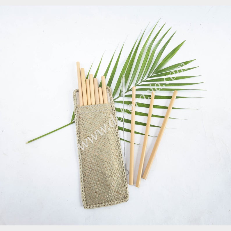 Bamboo Straw Set with Simple Case Type B | Drinkware | Free Shipping